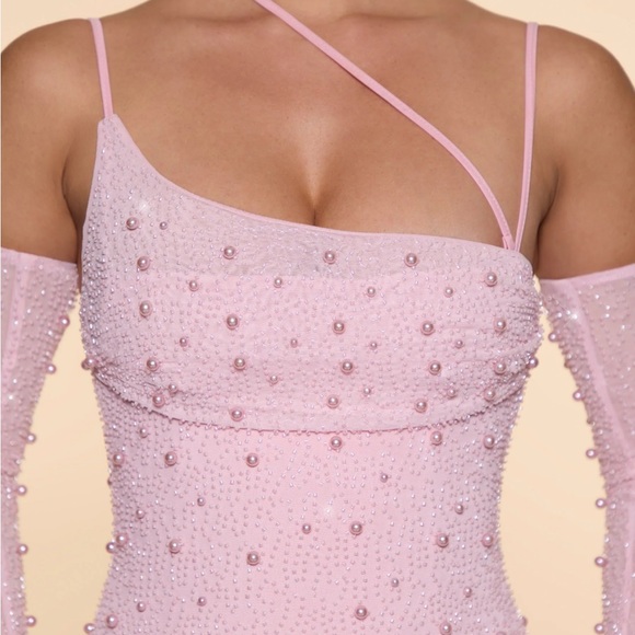 Oh Polly Soho Blush Embellished Mini Dress - Picture 3 of 10